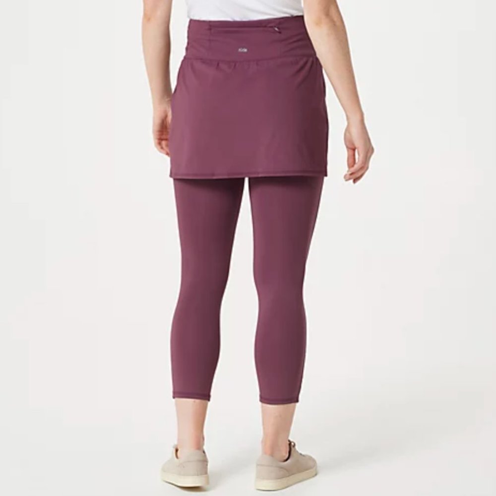 Zuda Z-Move Cropped Skirted Leggings Large Petite Navy Yoga Active Modest Large - Picture 2 of 9